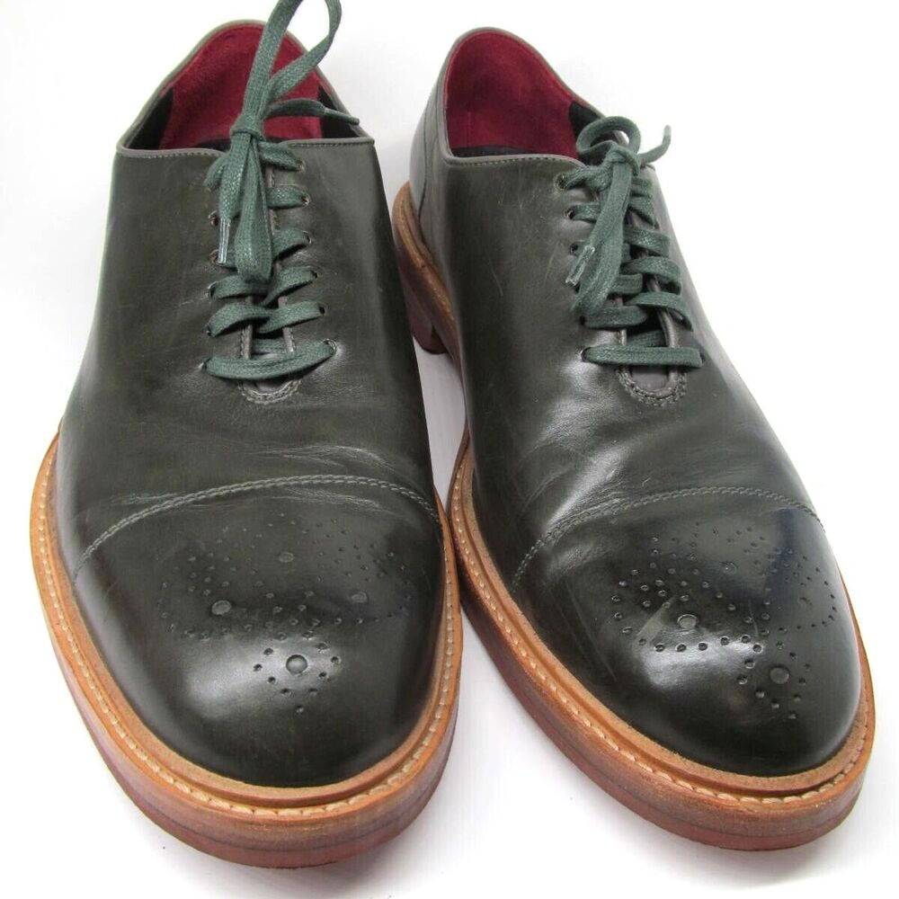 Cole Haan Dark Green Cap Toe Lace Up Oxfords Size Mens US 11 M VGC